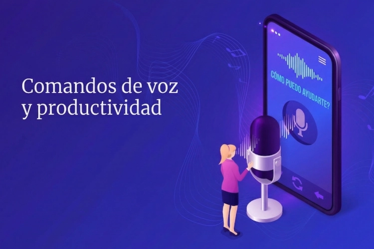 Ilustración moderna e isométrica de comandos de voz